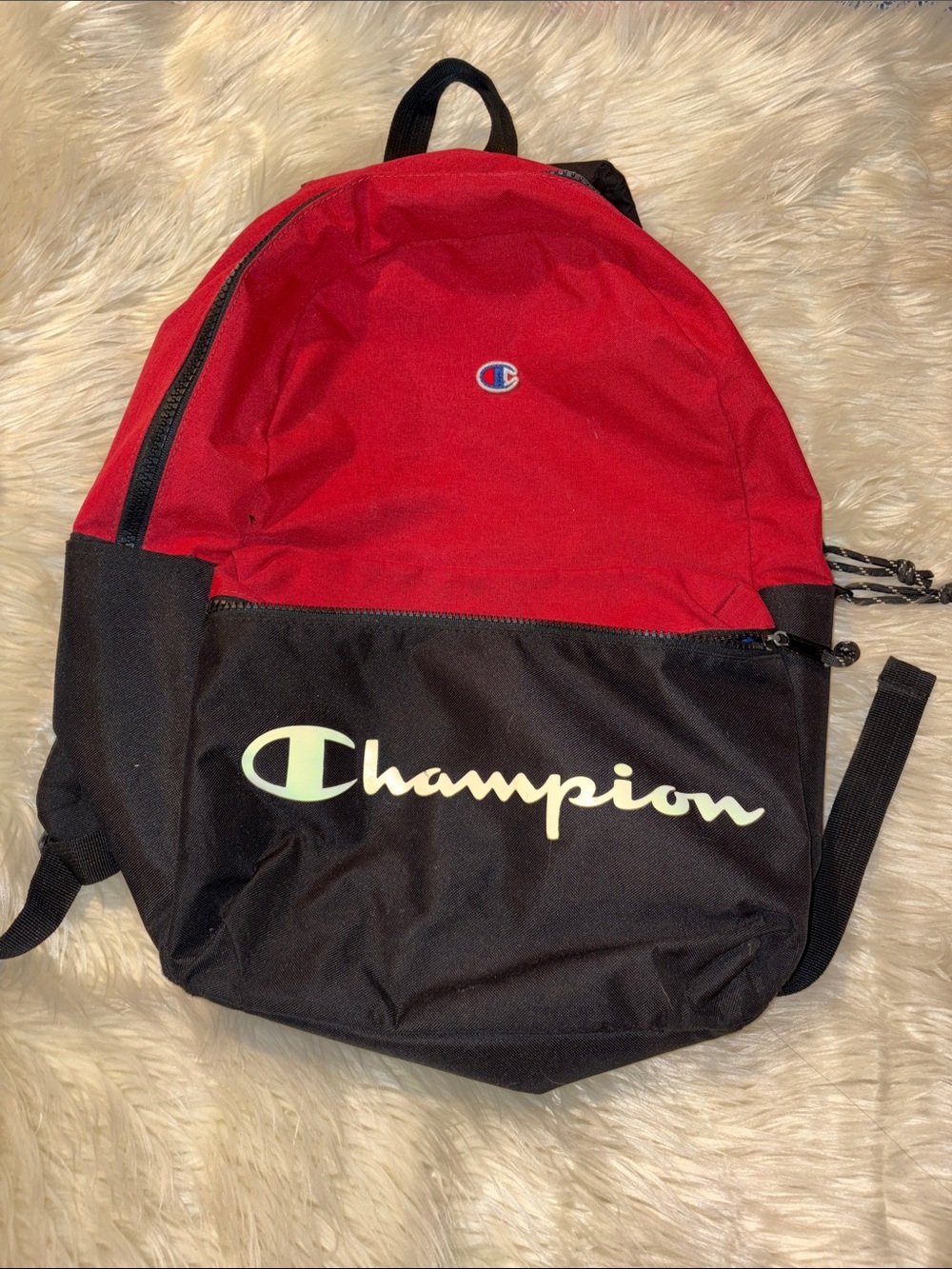 Champion Two-Tone Red and Black Backpack with Logo